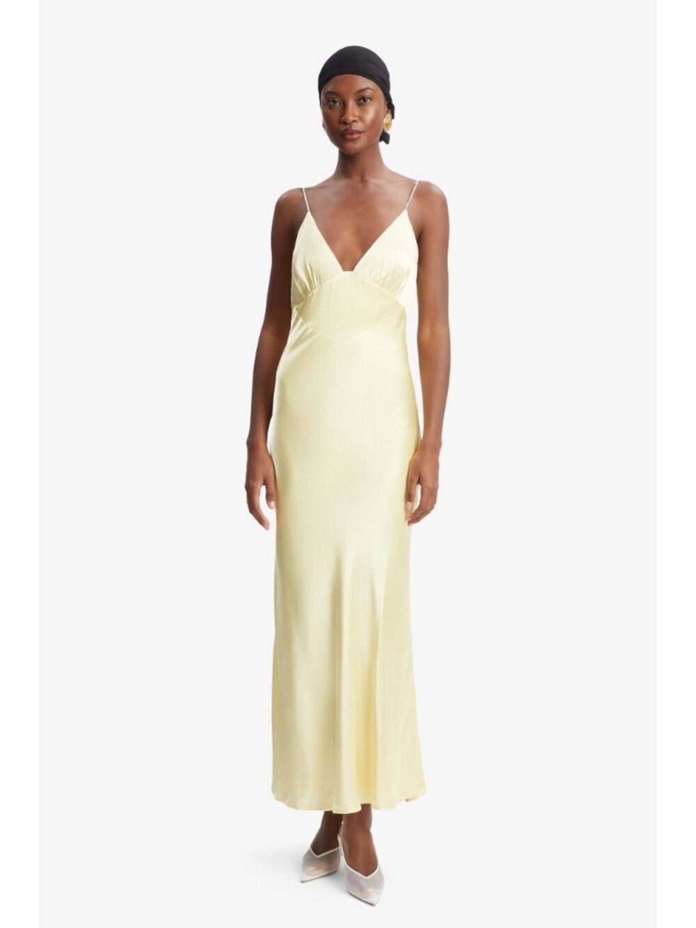 NWT Bardot Capri Diamonte Slip Dress Canary Yellow Satin Maxi Size 6 - Picture 7 of 13